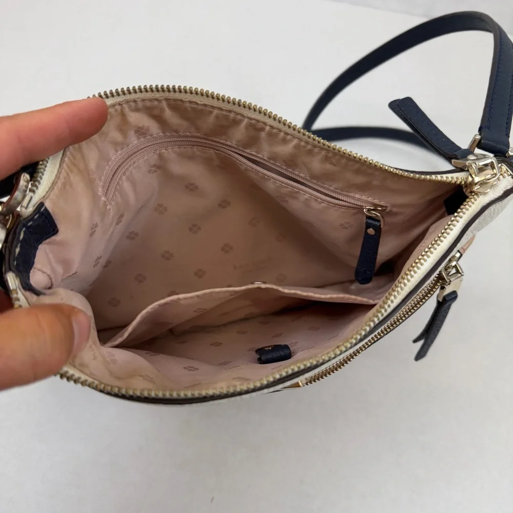 Kate Spade New York Pebbled Leather Colorblock Crossbody Bag Blush‎ Ivory Navy